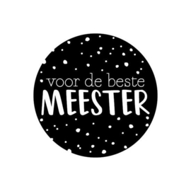 Cadeausticker - voor de beste meester - zwart/wit - 10 stuks