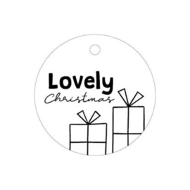 Cadeaulabel - Lovely Christmas - rond - per stuk