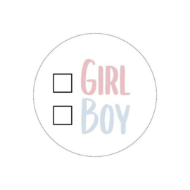 Sticker - Girl/Boy keuze - wit/roze/blauw - 10 stuks