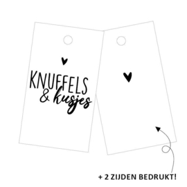 Cadeaulabel - knuffels & kusjes - wit/zwart - per stuk