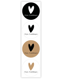 Cadeausticker - Fijne Feestdagen - zwart/wit/kraft - 12 stuks