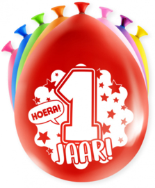 Ballonnen - Hoera! 1 jaar! - 8 stuks