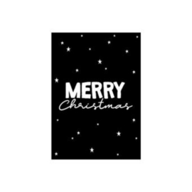 Minikaart - Merry Christmas - zwart/wit - per stuk
