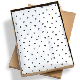 Vloeipapier - Hartjes - wit/zwart - 50x70cm - 5 stuks