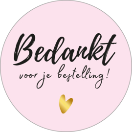 Sticker - Bedankt voor je bestelling - roze - 10 stuks