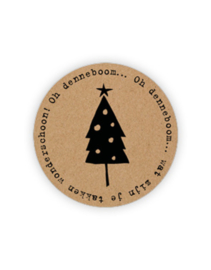 Cadeausticker - Oh Denneboom - kraft/zwart - 10 stuks