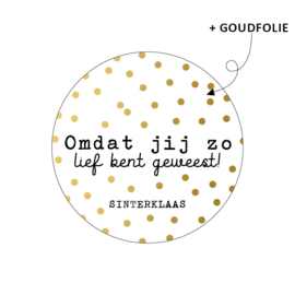 Cadeausticker - Omdat jij zo lief bent geweest! - wit/zwart/goud - 10 stuks