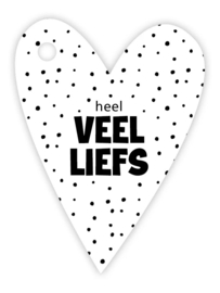 Cadeaulabel - Hartje/wit - Heel veel liefs - per stuk