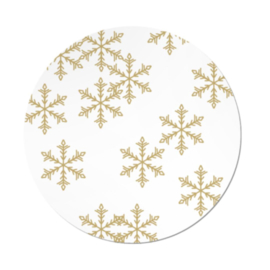 Cadeausticker - Snowflakes - wit/goud - 10 stuks