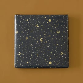 Cadeaupapier - OUTLET - Galaxy - blauw/goud - 30cm x 2m