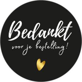 Sticker - Bedankt voor je bestelling! - zwart/wit/goud - 10 stuks
