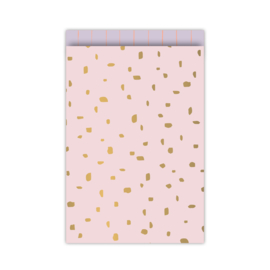 Cadeauzakje - Minimal Dots - roze/goud - 17x25cm - 5 stuks