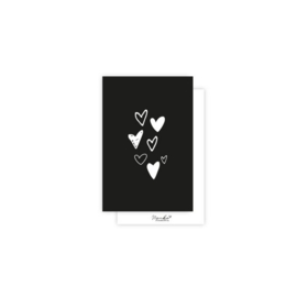 Minikaartje - hartjes zwart/wit - per stuk