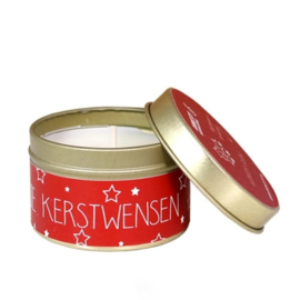 Soja geurkaars XS - Een blikje kerstwensen rood/wit - Winter Glow - per stuk