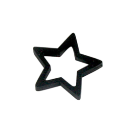 Decoratie - Houten ster open/zwart 35mm - per 4 stuks