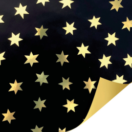 Cadeaupapier - Big Stars - zwart/goud - 30cm x 2m