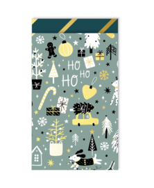 Cadeauzakje - Cosy Christmas - groen - 12x19cm - 5 stuks