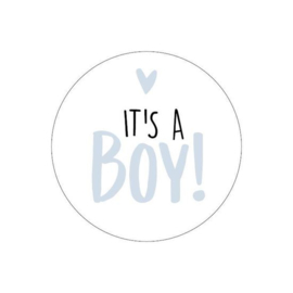 Cadeausticker - It's a Boy! - wit/blauw - 10 stuks