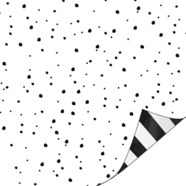 Cadeaupapier - It's a confetti day - zwart wit - 30cm x 2m