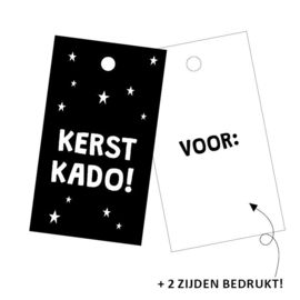 Cadeaulabel - Kerst Kado! - zwart/wit - per stuk