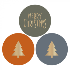 Cadeausticker - Merry Christmas/kerstboom - 9 stuks