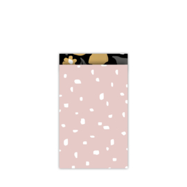 Cadeauzakje - Minimal Dots - roze/wit - 12x19cm - 5 stuks