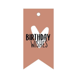 Cadeaulabel - Birthday wishes - blush - per stuk