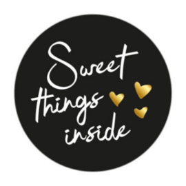 Cadeausticker - Sweet things inside - zwart/wit/goud - 10 stuks