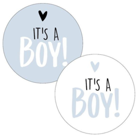 Cadeausticker - It's a Boy - 2 kleuren blauw/wit - 10 stuks