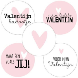 Cadeausticker - Valentijn - wit/roze/zwart - 10 stuks