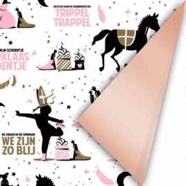 Cadeaupapier - Sinterklaas 20 - roze/goud/blush - 30cm x 2m