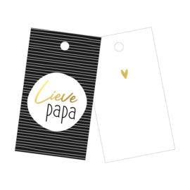 Cadeaulabel - Lieve papa - zwart/wit/goud - per stuk
