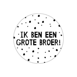 Cadeausticker - ik ben een grote broer! - wit/zwart - 10 stuks