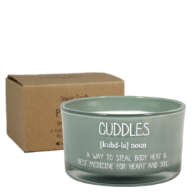 Soja geurkaars - Cuddles / minty bamboo (woodwick)