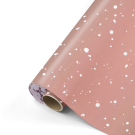 Cadeaupapier - First Snow - rose goud metallic/wit - 50cm x 3m