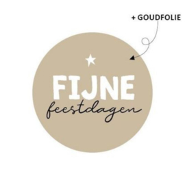 Cadeausticker - Fijne Feestdagen - goud/wit/zwart - 10 stuks