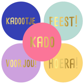 Cadeausticker - Kadootje/Feest - multicolor - 10 stuks