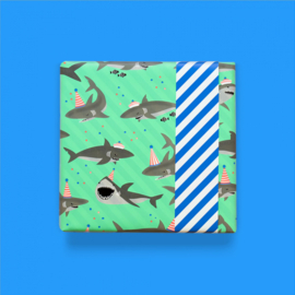Cadeaupapier - Shark - stripe blue - 30cm x 2m