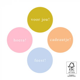 Cadeausticker - Feestje - multi bright - 8 stuks