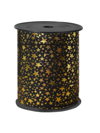 Krullint - Stars - zwart/goud 10mm - per 5 meter