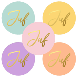 Cadeausticker - Juf - pastel - rol