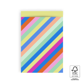 Cadeauzakje - Multi Stripes - bright yellow - 17x25cm - 5 stuks