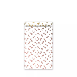 Cadeauzakje - Solo Hearts - roze/goud - 12x19cm - 5 stuks