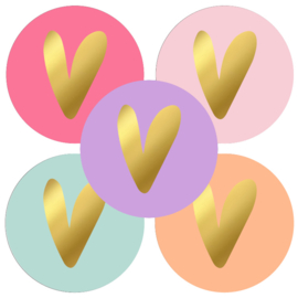 Cadeausticker - Hartje - pastel - 10 stuks