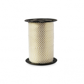 Krullint - Stripes - wit/goud 10mm - per 5 meter