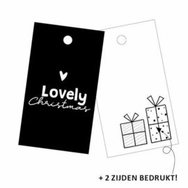 Cadeaulabel - Lovely Christmas - zwart/wit - per stuk