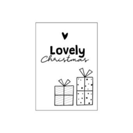 Minikaart - Lovely Christmas - wit/zwart - per stuk