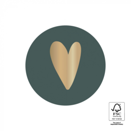Cadeausticker - Heart - petrol - 10 stuks