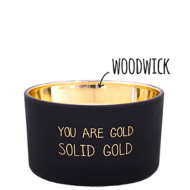 Soja geurkaars - You are gold Solid gold / warm cashmere (woodwick)