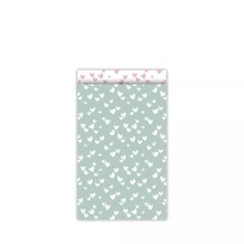 Cadeauzakje - Solo Hearts - mint/pink - 12x19cm - 5 stuks